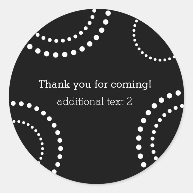Black & White Dotted Swirl party favour stickers (Front)