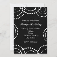 Black & White Dotted Swirl Party Invitations