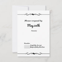Black & White Double Hearts Wedding RSVP