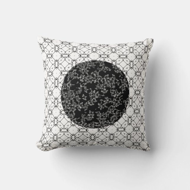 Black & White Double Pattern/Black Cushion (Front)