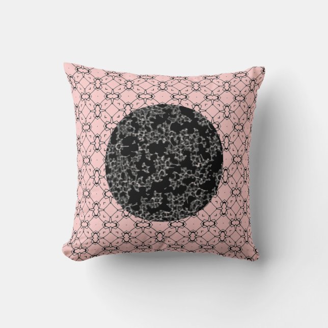 Black & White Double Pattern/Soft Pink Cushion (Front)