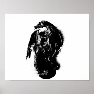 Black & White Dragon Poster