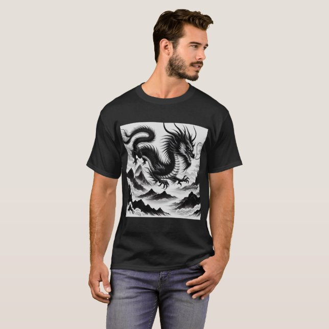Black white dragon T-Shirt (Front Full)