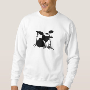 Black & White Drum Kit Silhouette - Drummers Sweatshirt