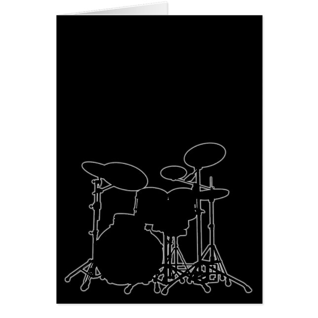 Black & White Drum Kit Silhouette - For Drummers (Front)