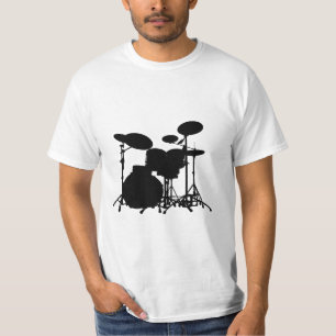 Black & White Drum Kit Silhouette - For Drummers T-Shirt