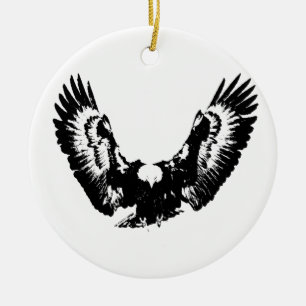 Black & White Eagle Ceramic Tree Decoration
