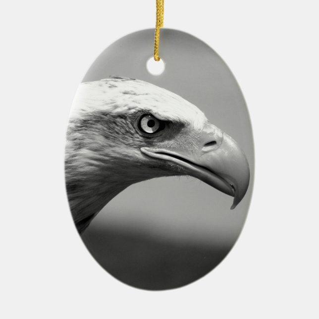 Black & White Eagle Eye Ceramic Tree Decoration (Front)