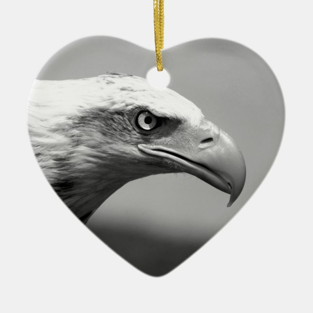 Black & White Eagle Eye Ceramic Tree Decoration (Front)