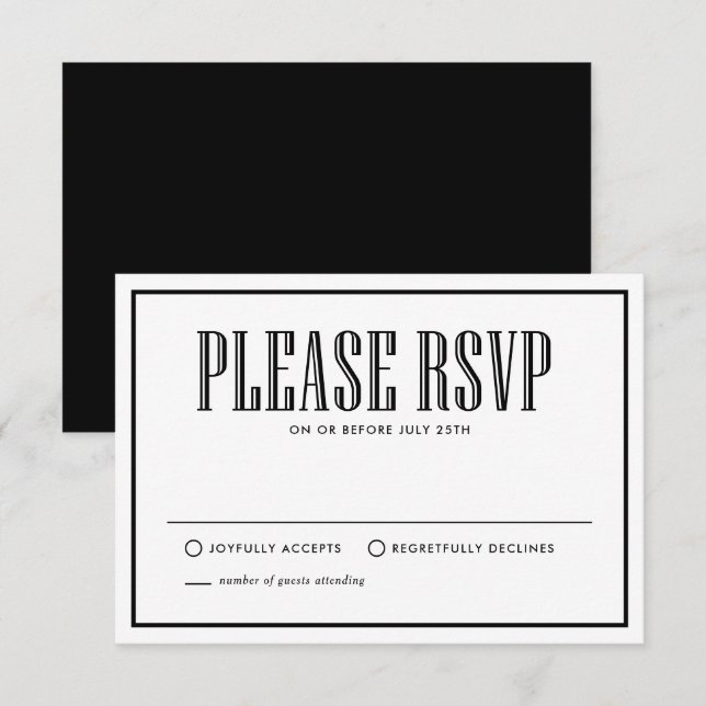 Black & White | Eat Drink and be Married RSVP Card (Front/Back)