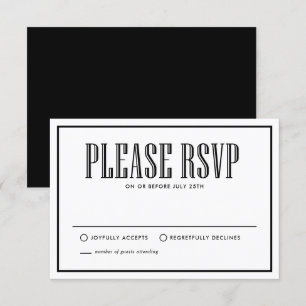 Black & White Eat Drink and be Married RSVP Card