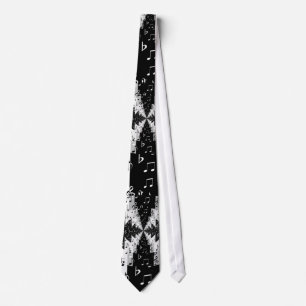 Black & White Echo Music Notes Pattern Tie