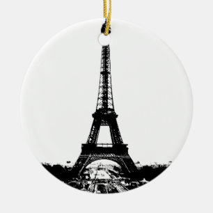 Black & White Eiffel Tower Ceramic Tree Decoration
