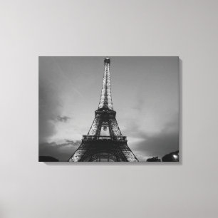Black & White Eiffel Tower in Paris Canvas Print