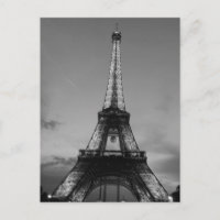 Black & White Eiffel Tower in Paris City Night