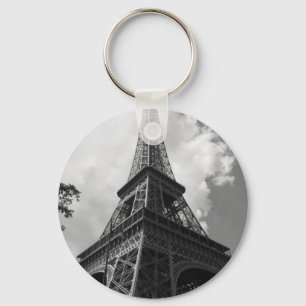 Black & White Eiffel Tower in Paris Key Ring