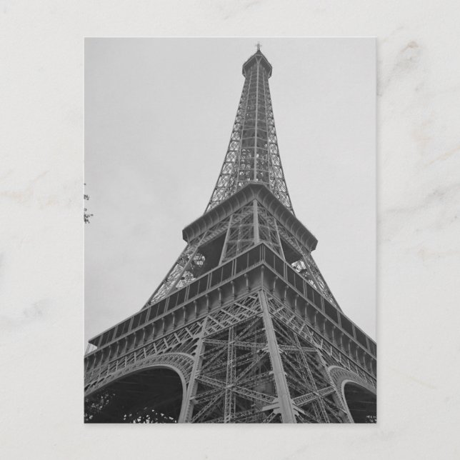 Black & White Eiffel Tower in Paris Postcard (Front)