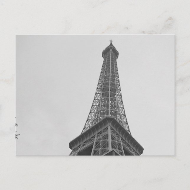Black & White Eiffel Tower in Paris Postcard (Front)