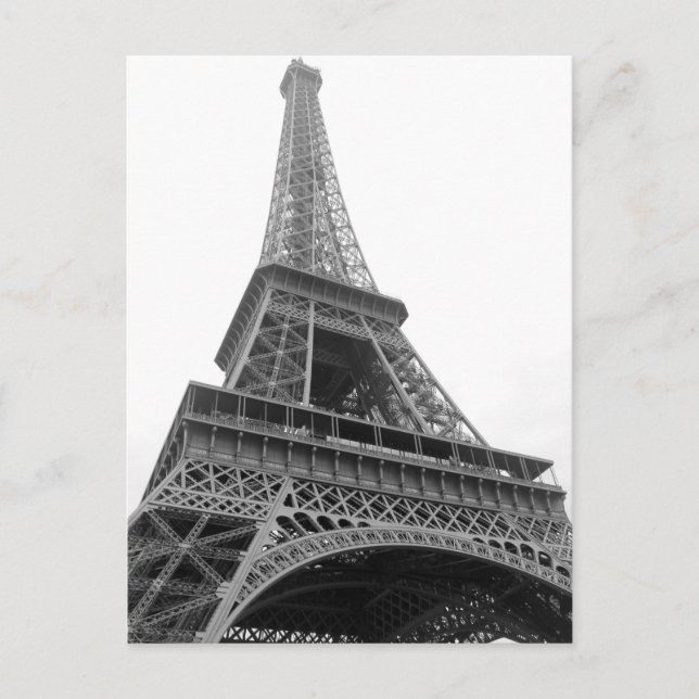 Black & White Eiffel Tower Paris City Postcard (Front)