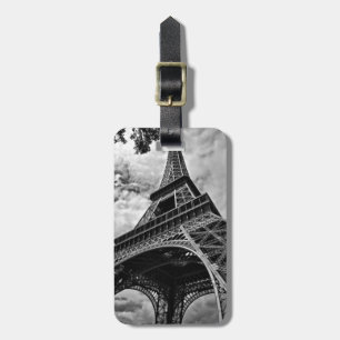 Black White Eiffel Tower Paris Europe Travel Luggage Tag