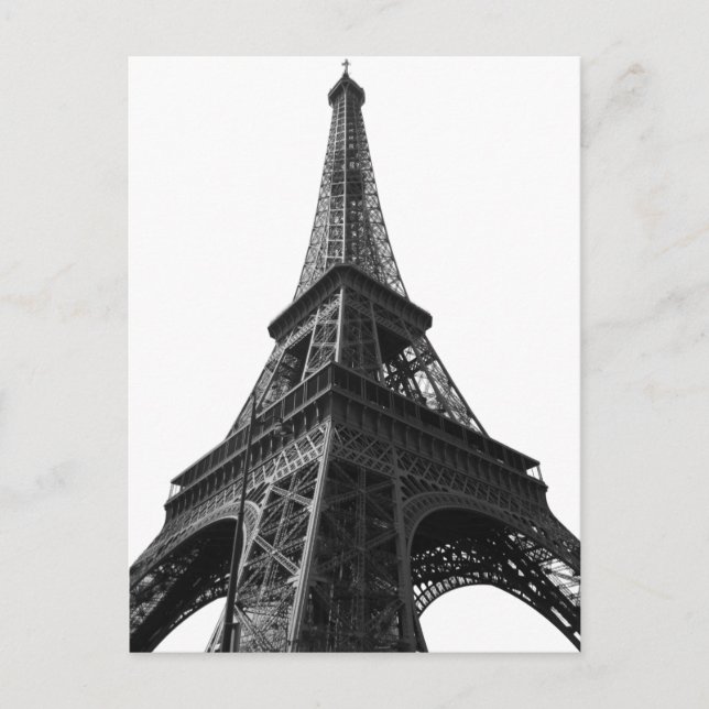 Black & White Eiffel Tower Paris European Travel Holiday Postcard (Front)
