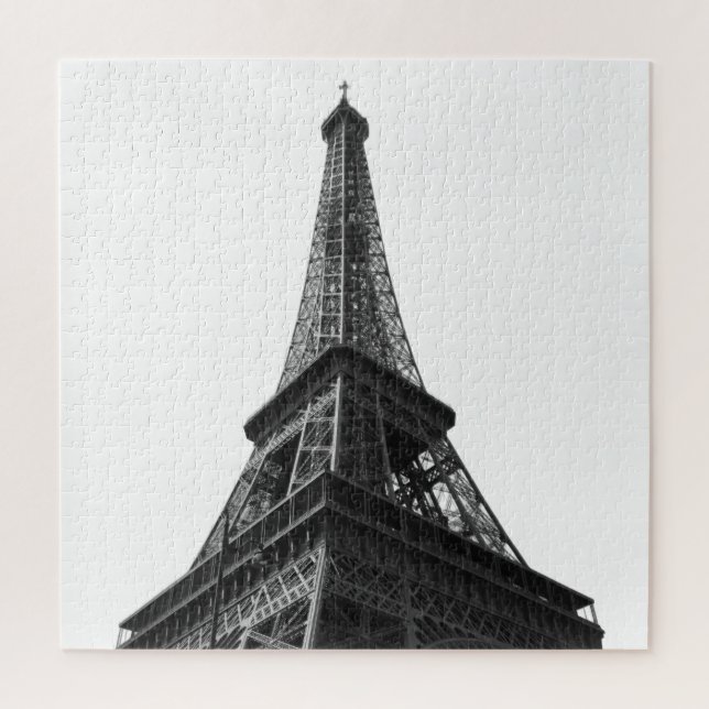 Black & White Eiffel Tower Paris European Travel Jigsaw Puzzle (Vertical)