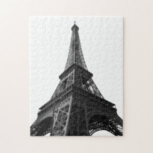 Black & White Eiffel Tower Paris European Travel Jigsaw Puzzle