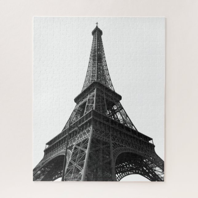 Black & White Eiffel Tower Paris European Travel Jigsaw Puzzle (Vertical)