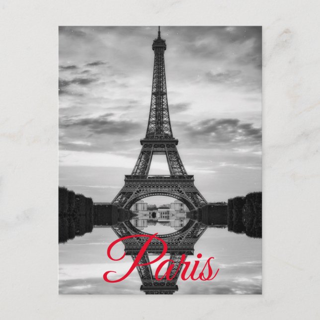 Black White Eiffel Tower Paris European Travel Postcard (Front)
