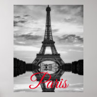 Black White Eiffel Tower Paris European Travel