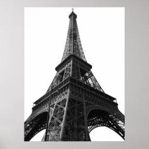 Black & White Eiffel Tower Paris European Travel Poster