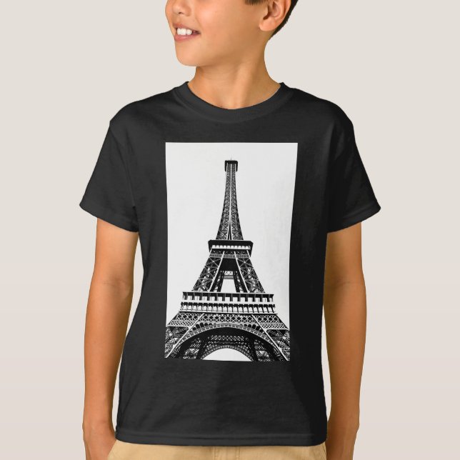 Black white Eiffel Tower Paris France Art Artwork T-Shirt (Front)