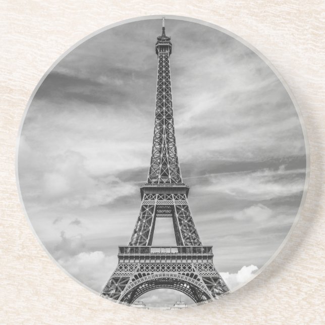 Black & White Eiffel Tower Paris France Coaster (Front)