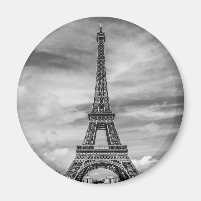 Black & White Eiffel Tower Paris France Magnet (Front)