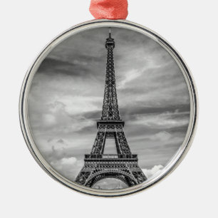 Black & White Eiffel Tower Paris France Metal Tree Decoration