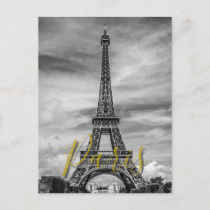 Black & White Eiffel Tower Paris France Postcard