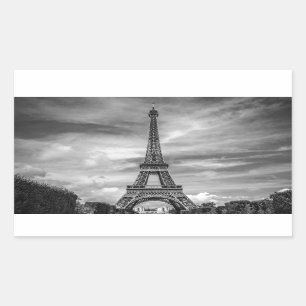 Black & White Eiffel Tower Paris France Rectangular Sticker