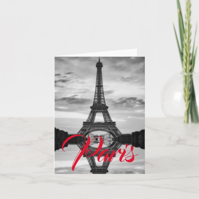 Black White Eiffel Tower Paris Love City Travel Card (Front)