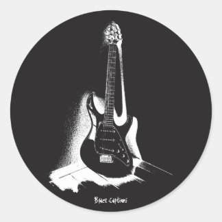 Black & White Electric Guitar - Sticker