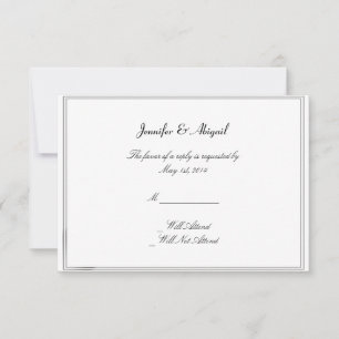 Black White Elegance Brides Wedding Response Card