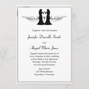 Black White Elegance Gay Brides Wedding Invitation