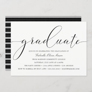 Black & White Elegance   Graduation Party Invitation