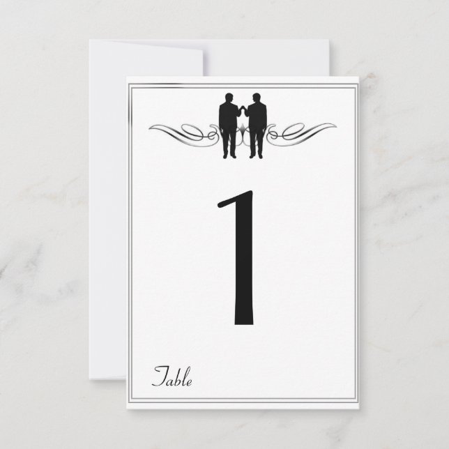 Black White Elegance Groom Wedding Table Number (Front)
