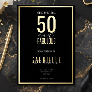 Black White Elegant 50 and Fabulous Birthday