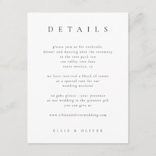 Black & White Elegant Boho Details Wedding Modern Enclosure Card