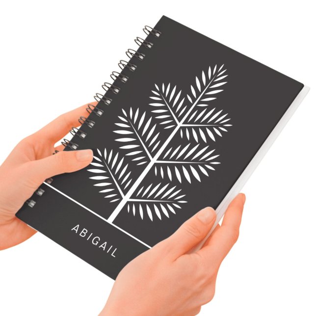 Black White Elegant Botanical Tropical Branch Notebook (Creator Uploaded)