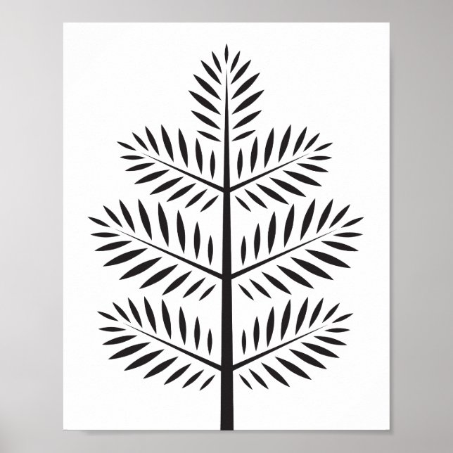 Black White Elegant Botanical Tropical Branch Poster (Front)