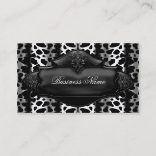 Black White Elegant Business Card Leopard