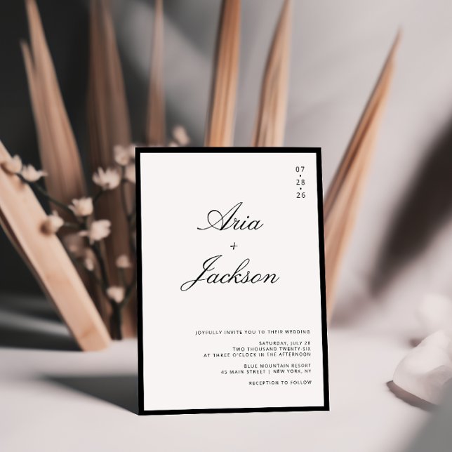 Black & White Elegant Calligraphy Modern Wedding Invitation (Creator Uploaded)