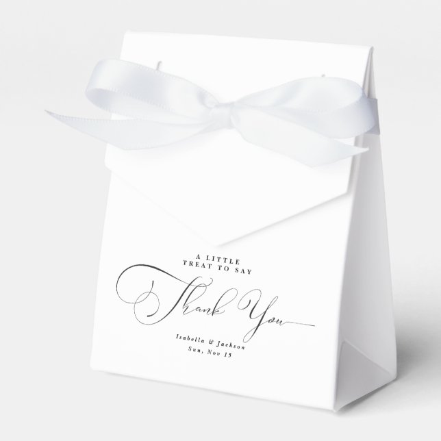 Black & White Elegant Chic Minimal Wedding Favour Box (Front Side)
